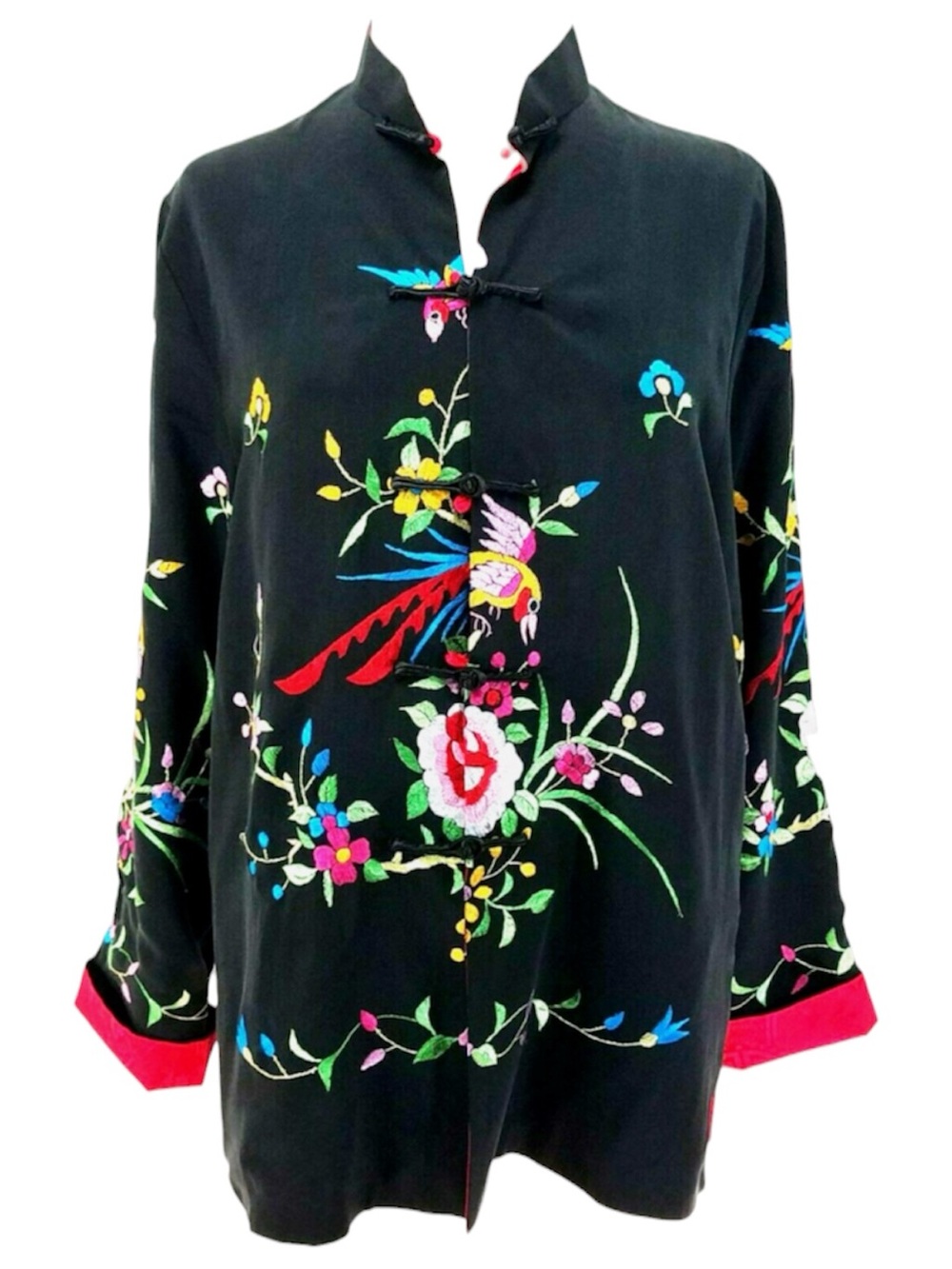 Grace Chuang NY | Silk Embroidered Floral Mandarin Jacket